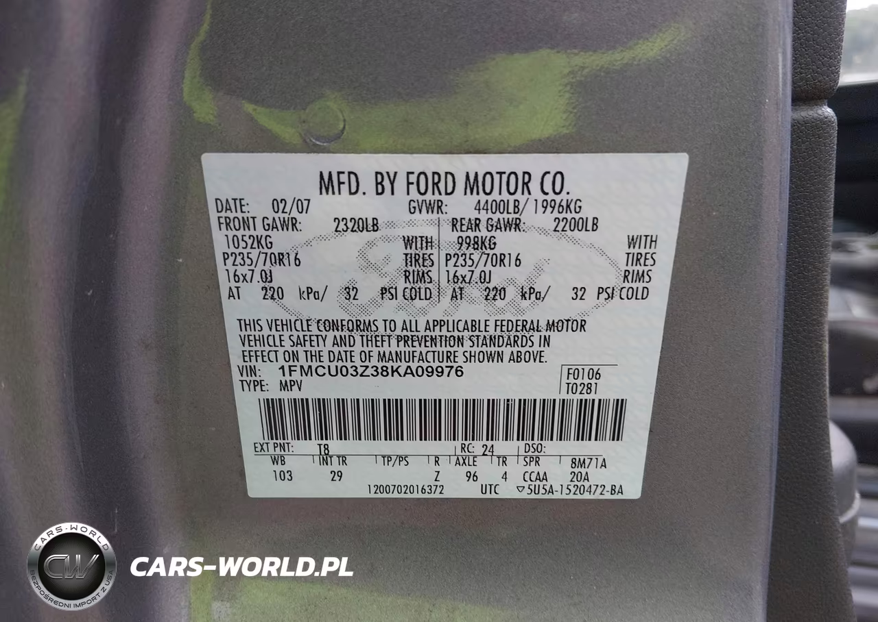 2008 Ford Escape Xlt VIN:1FMCU03Z38KA09976 - 9