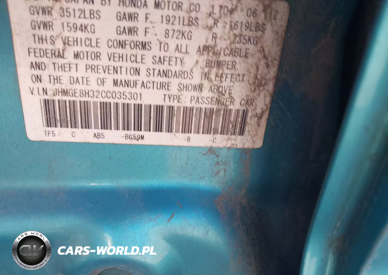 2012 Honda Fit VIN:JHMGE8H32CC035301 - 9