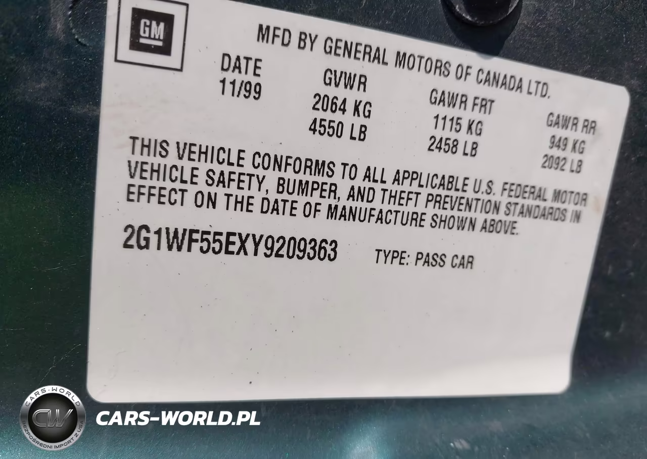 2000 Chevrolet Impala VIN:2G1WF55EXY9209363 - 9