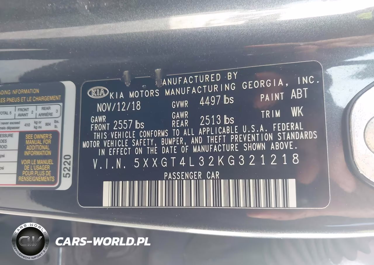 2019 Kia Optima Lx VIN:5XXGT4L32KG321218 - 9