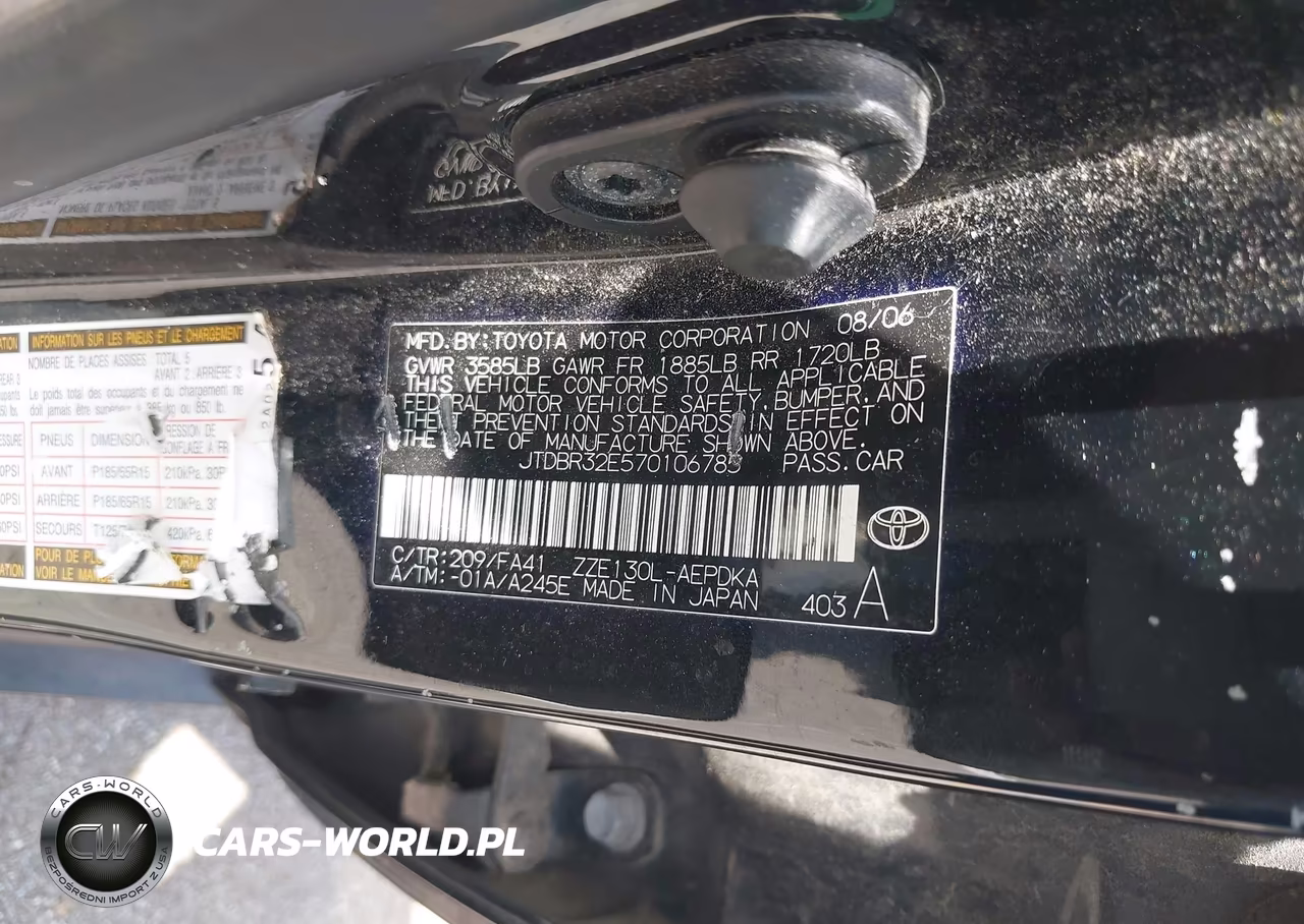 2007 Toyota Corolla Ce VIN:JTDBR32E570106785 - 9