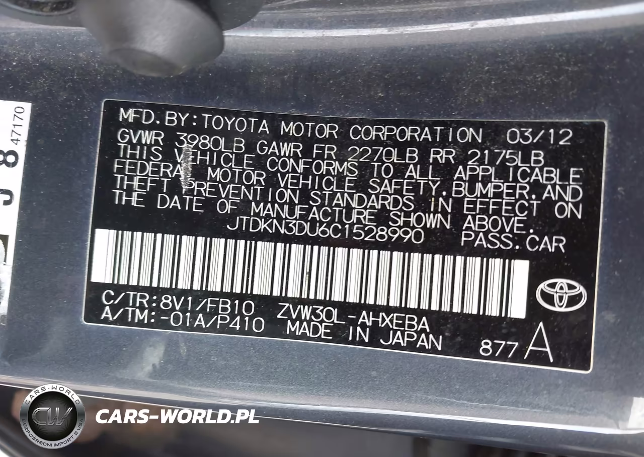2012 Toyota Prius Two VIN:JTDKN3DU6C1528990 - 9