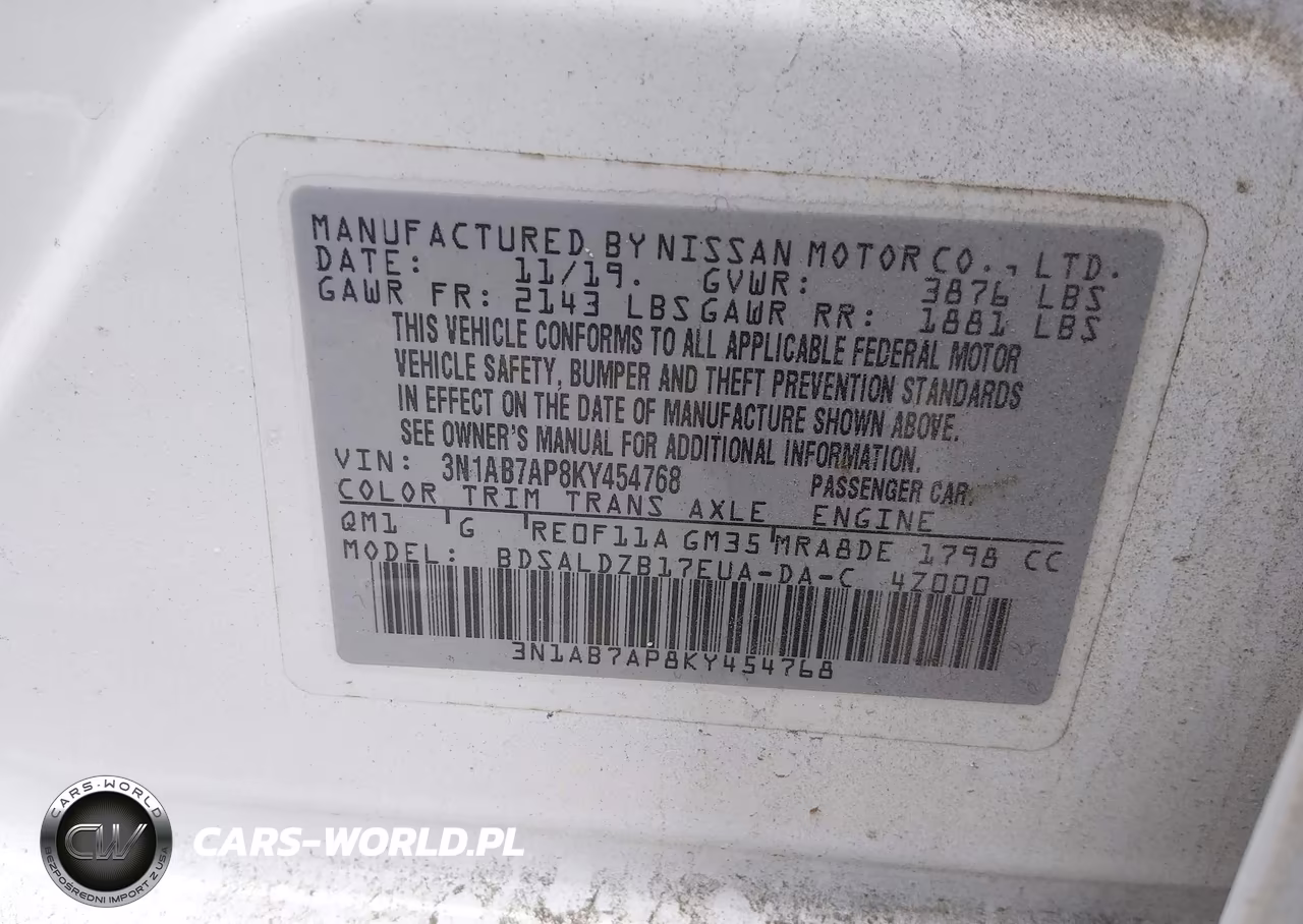 2019 Nissan Sentra Sv VIN:3N1AB7AP8KY454768 - 9