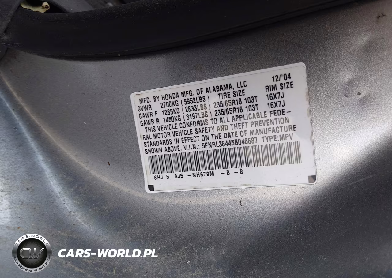 2005 Honda Odyssey Ex VIN:5FNRL38445B046687 - 9