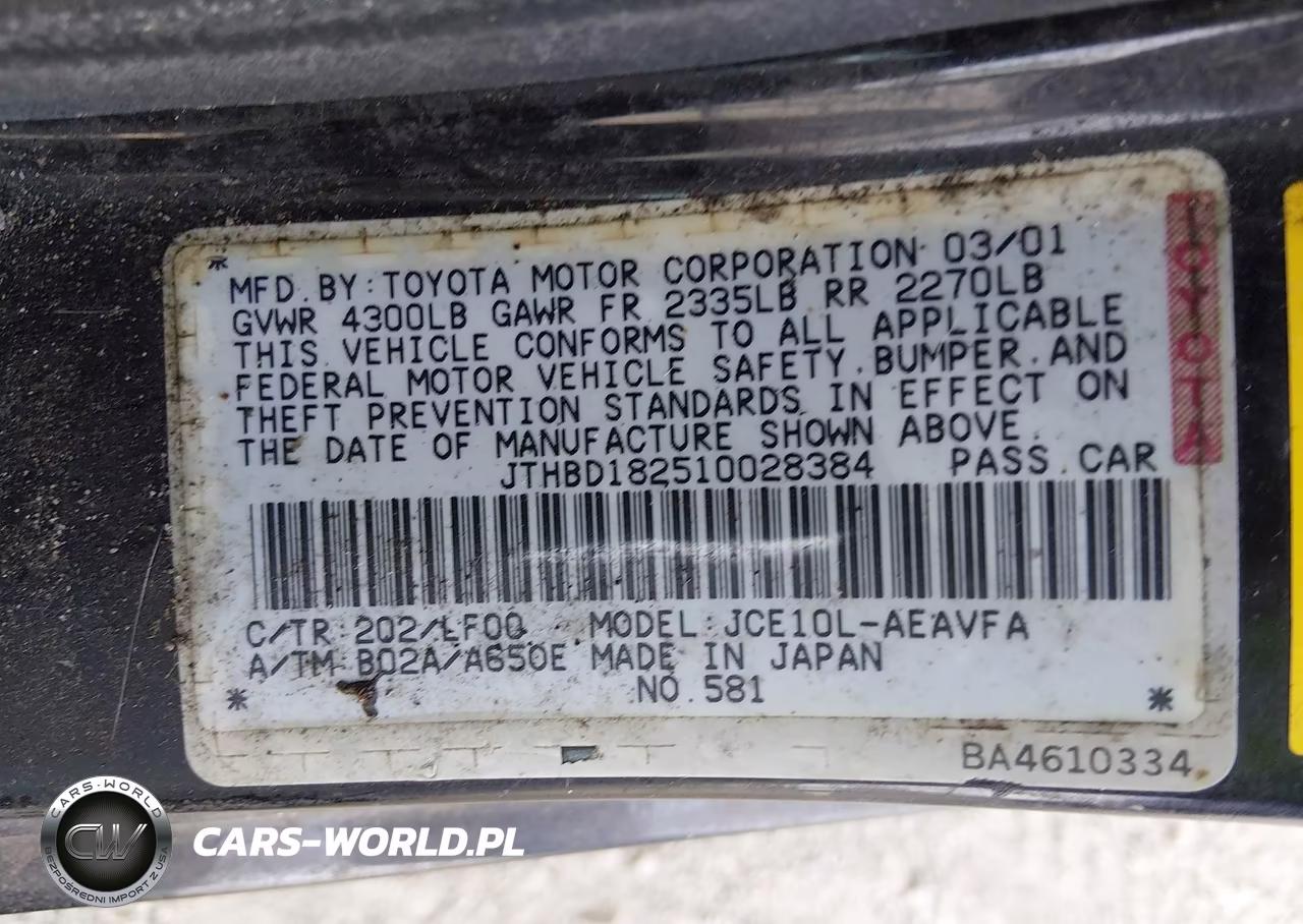 2001 Lexus Is 300 VIN:JTHBD182510028384 - 9