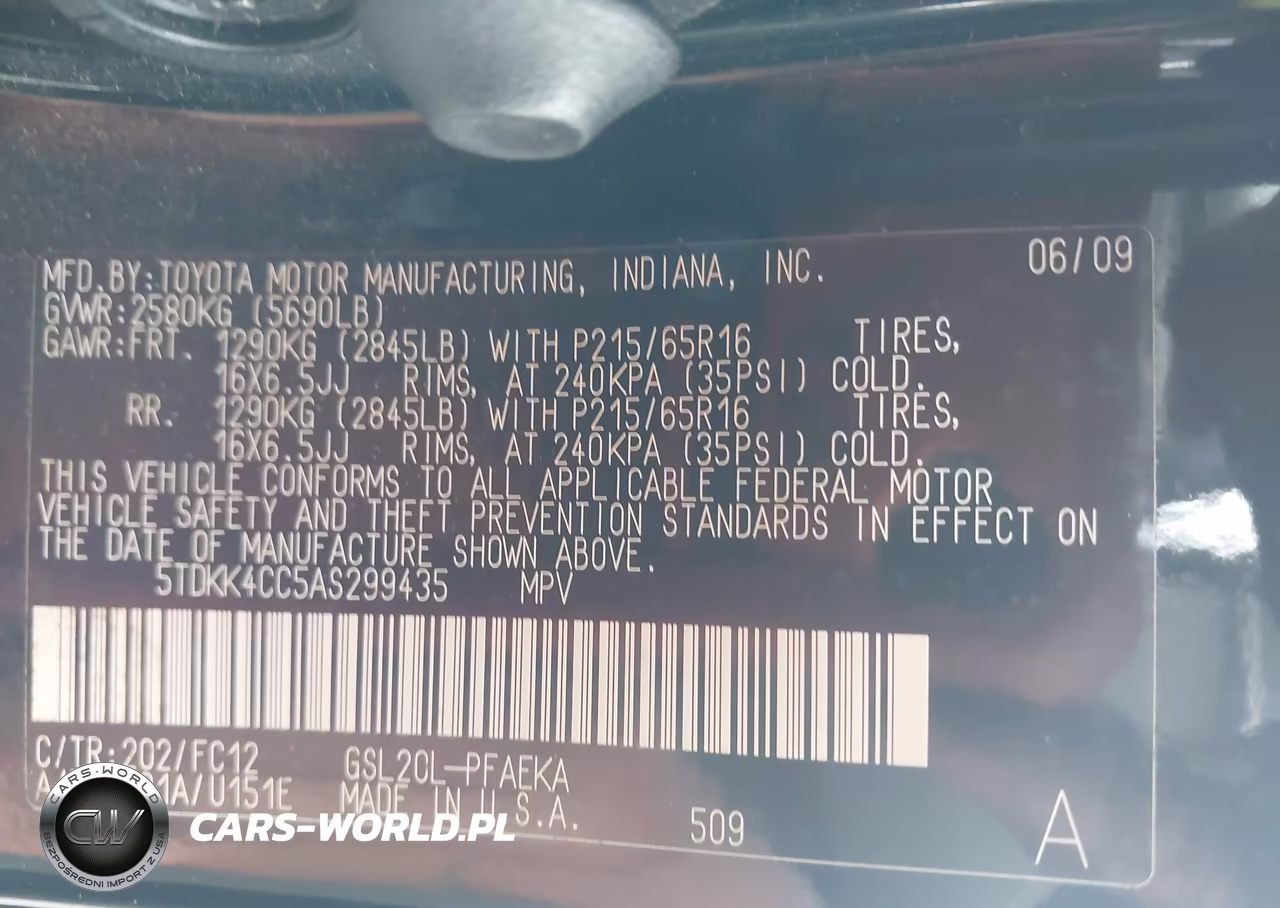 2010 Toyota Sienna Le VIN:5TDKK4CC5AS299435 - 9