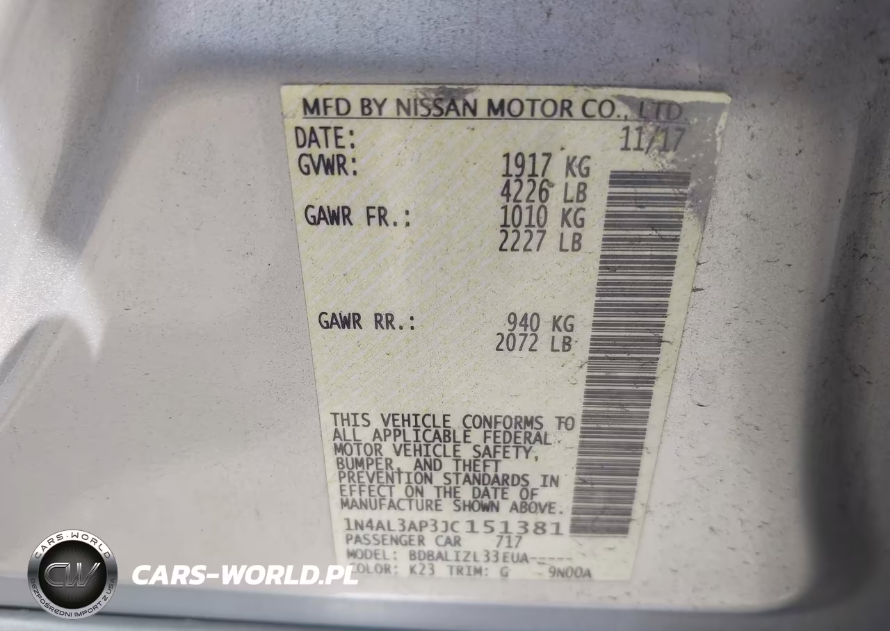 2018 Nissan Altima 2.5 Sv VIN:1N4AL3AP3JC151381 - 9