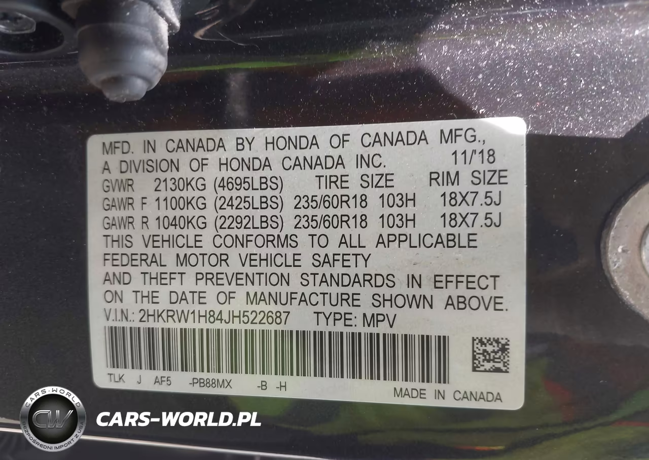 2018 Honda Cr-V VIN:2HKRW1H84JH522687 - 9