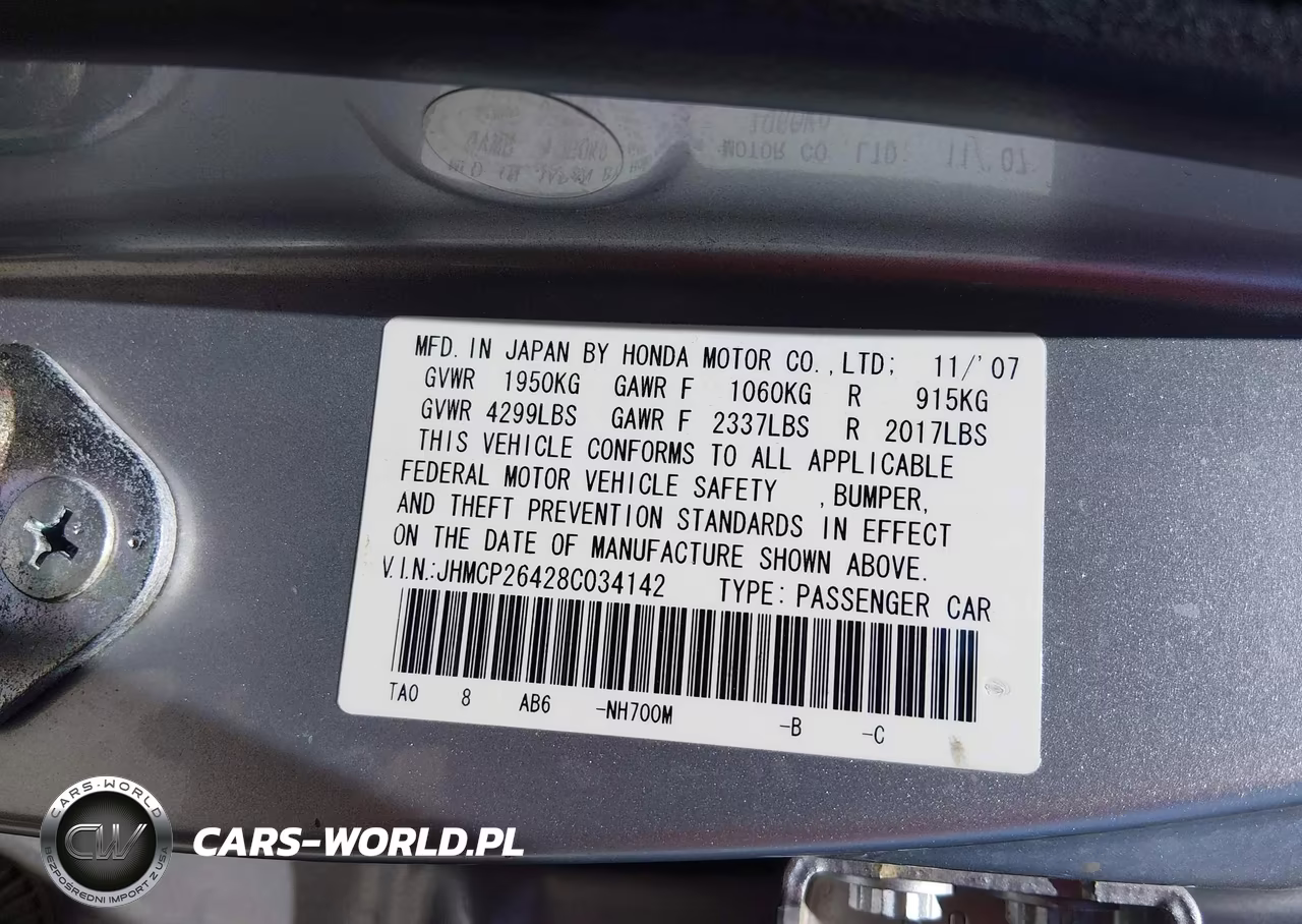 2008 Honda Accord 2.4 Lx-P VIN:JHMCP26428C034142 - 9