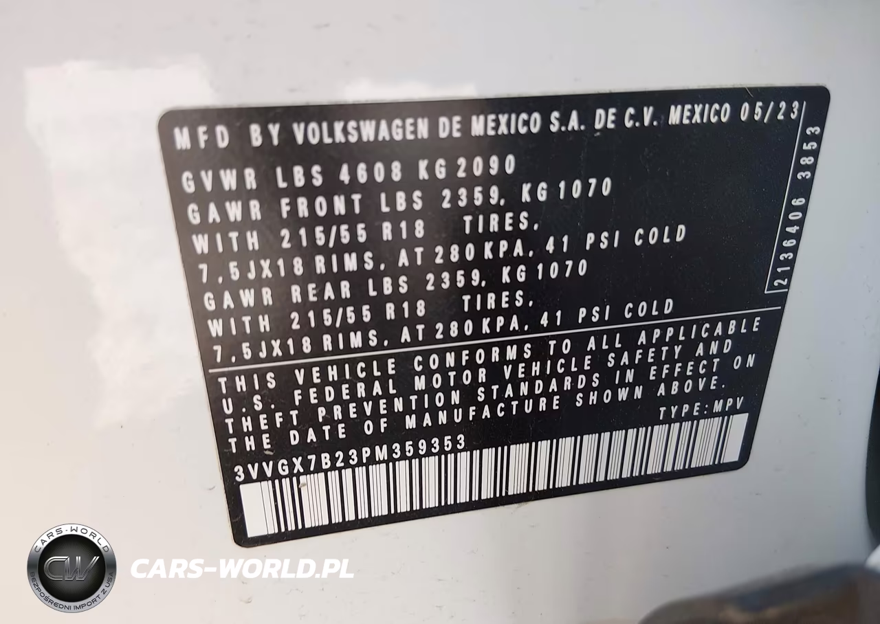 2023 Volkswagen Taos 1.5T S VIN:3VVGX7B23PM359353 - 9