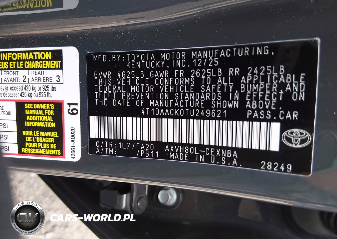 2026 Toyota Camry Le VIN:4T1DAACK0TU249621 - 9