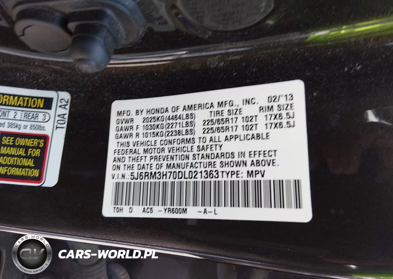 2013 Honda Cr-V Ex-L VIN:5J6RM3H70DL021363 - 9
