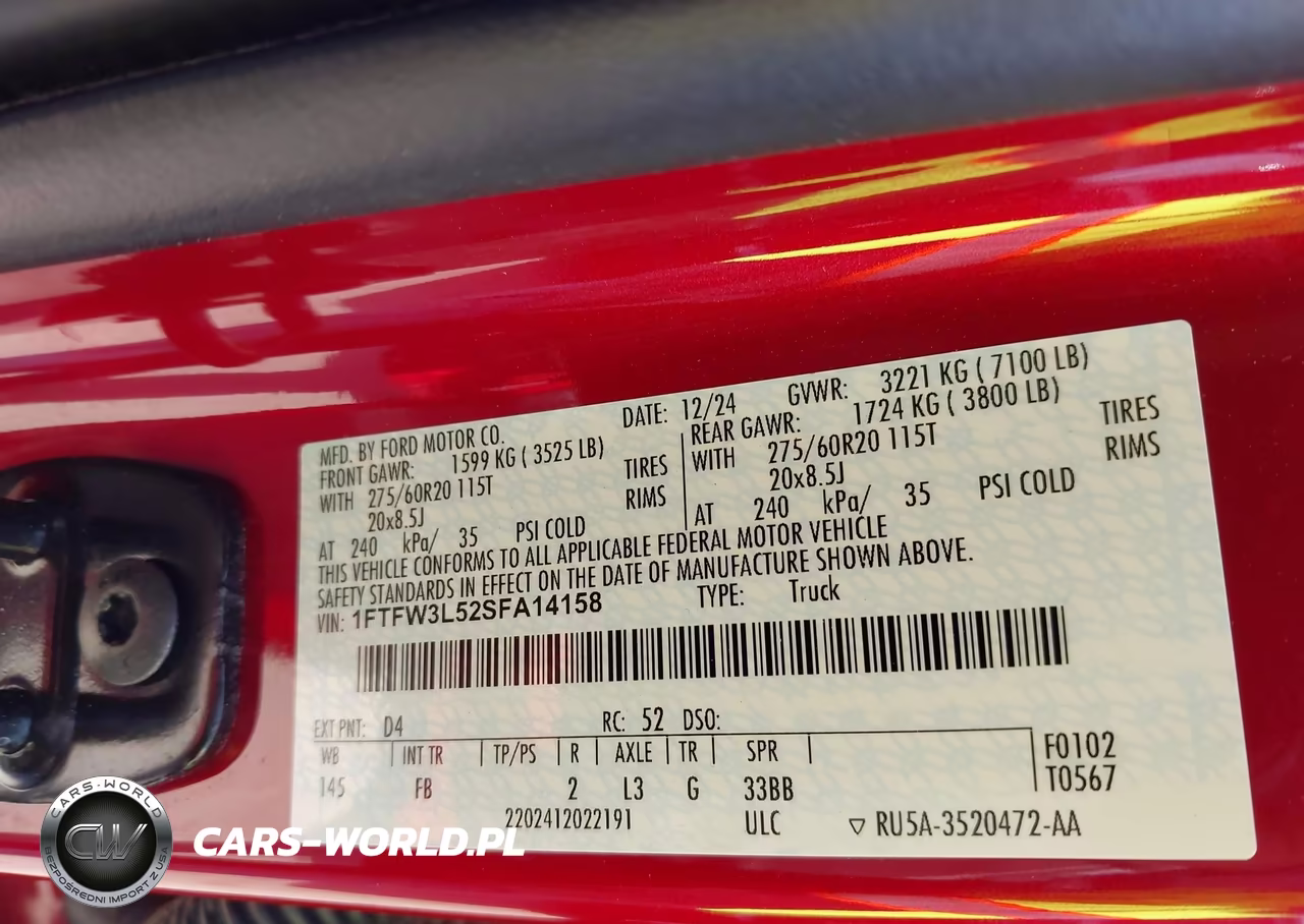 2025 Ford F-150 Xlt VIN:1FTFW3L52SFA14158 - 9