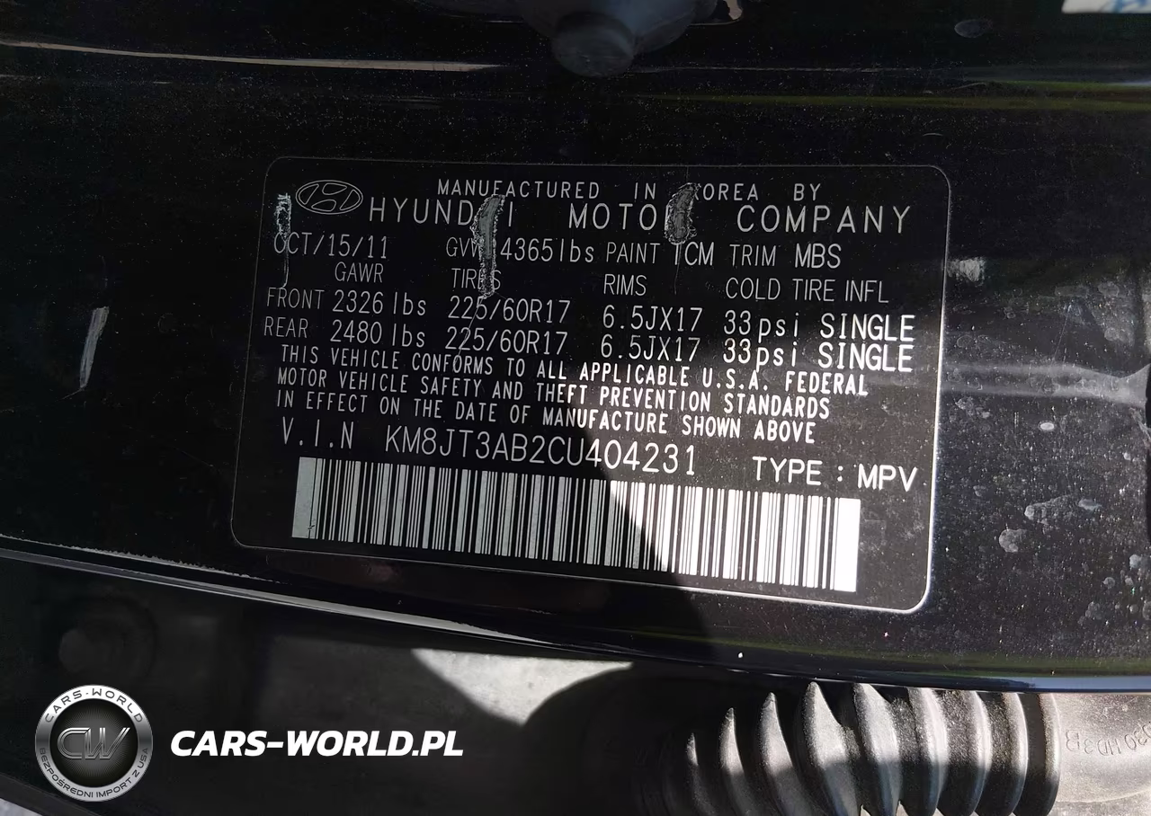 2012 Hyundai Tucson Gl VIN:KM8JT3AB2CU404231 - 9