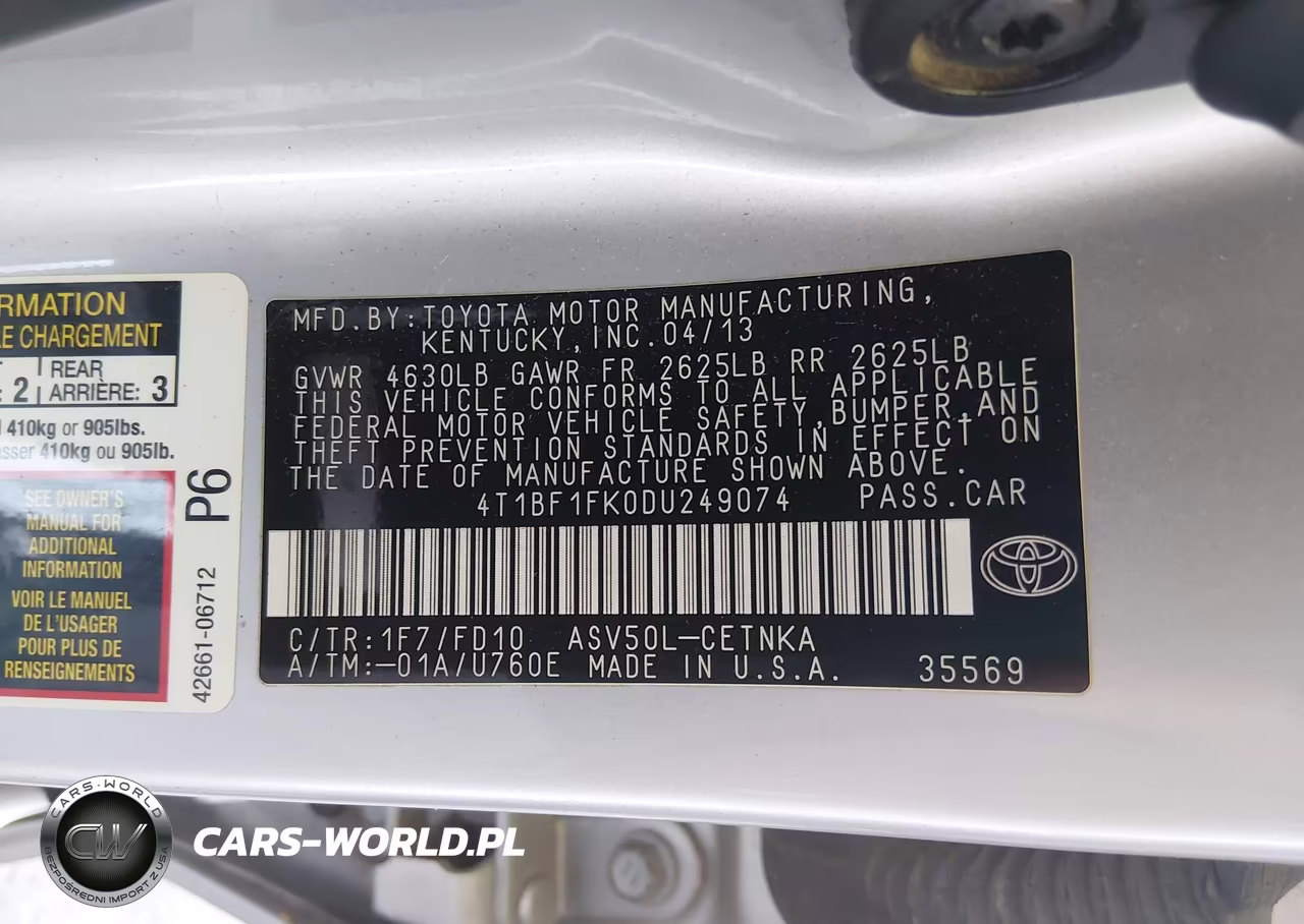 2013 Toyota Camry Le VIN:4T1BF1FK0DU249074 - 9