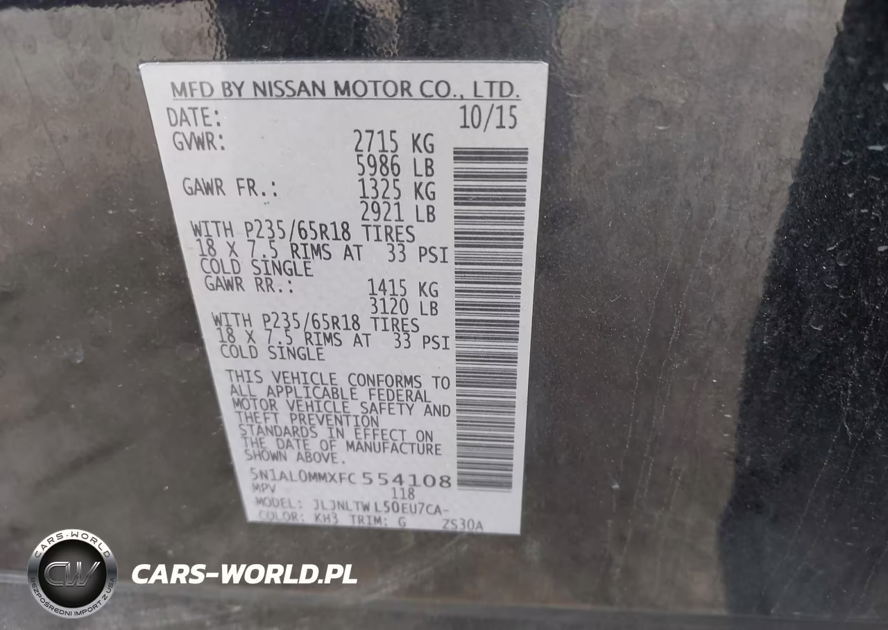 2015 Infiniti Qx60 VIN:5N1AL0MMXFC554108 - 9