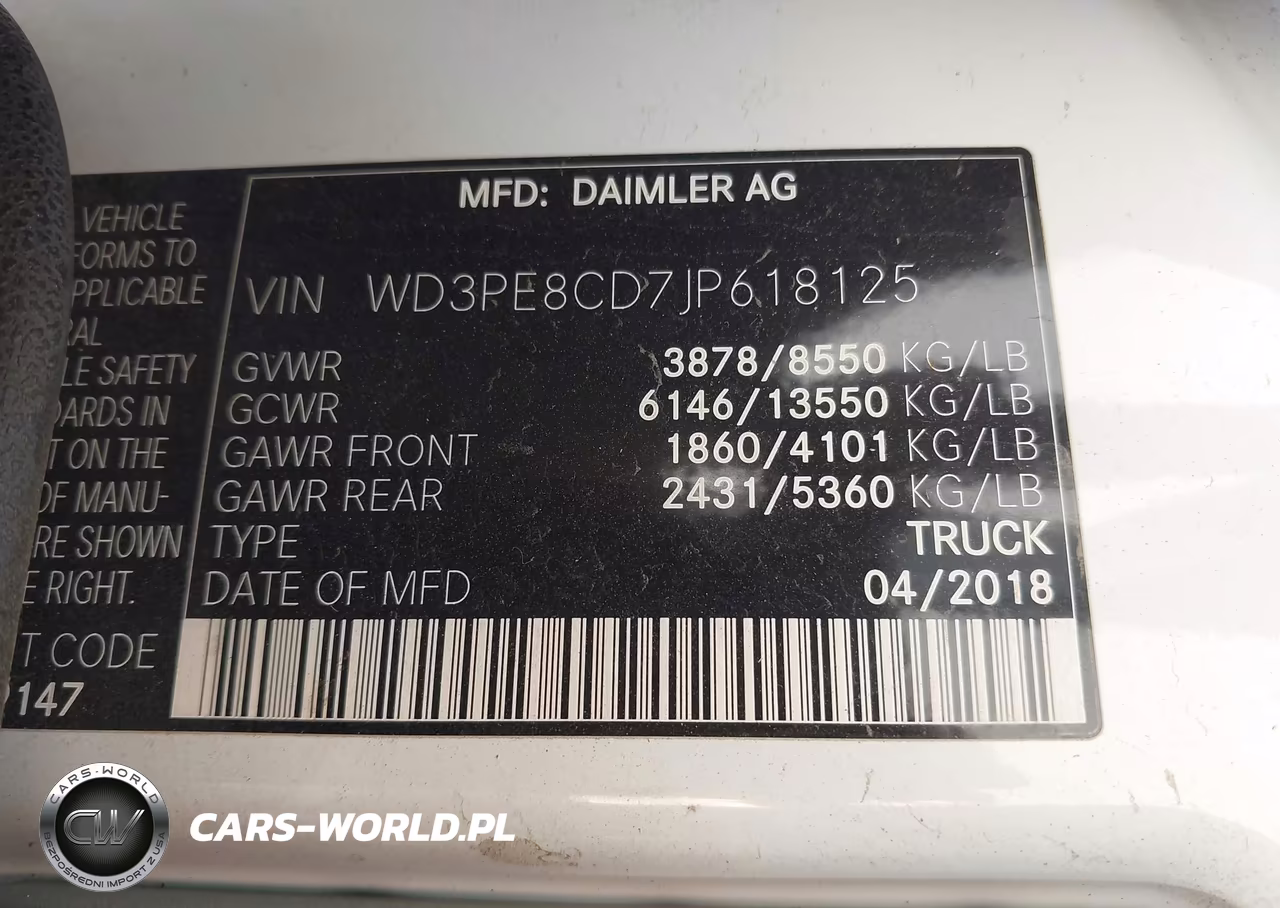 2018 Mercedes-Benz Sprinter 2500 High Roof V6 VIN:WD3PE8CD7JP618125 - 9
