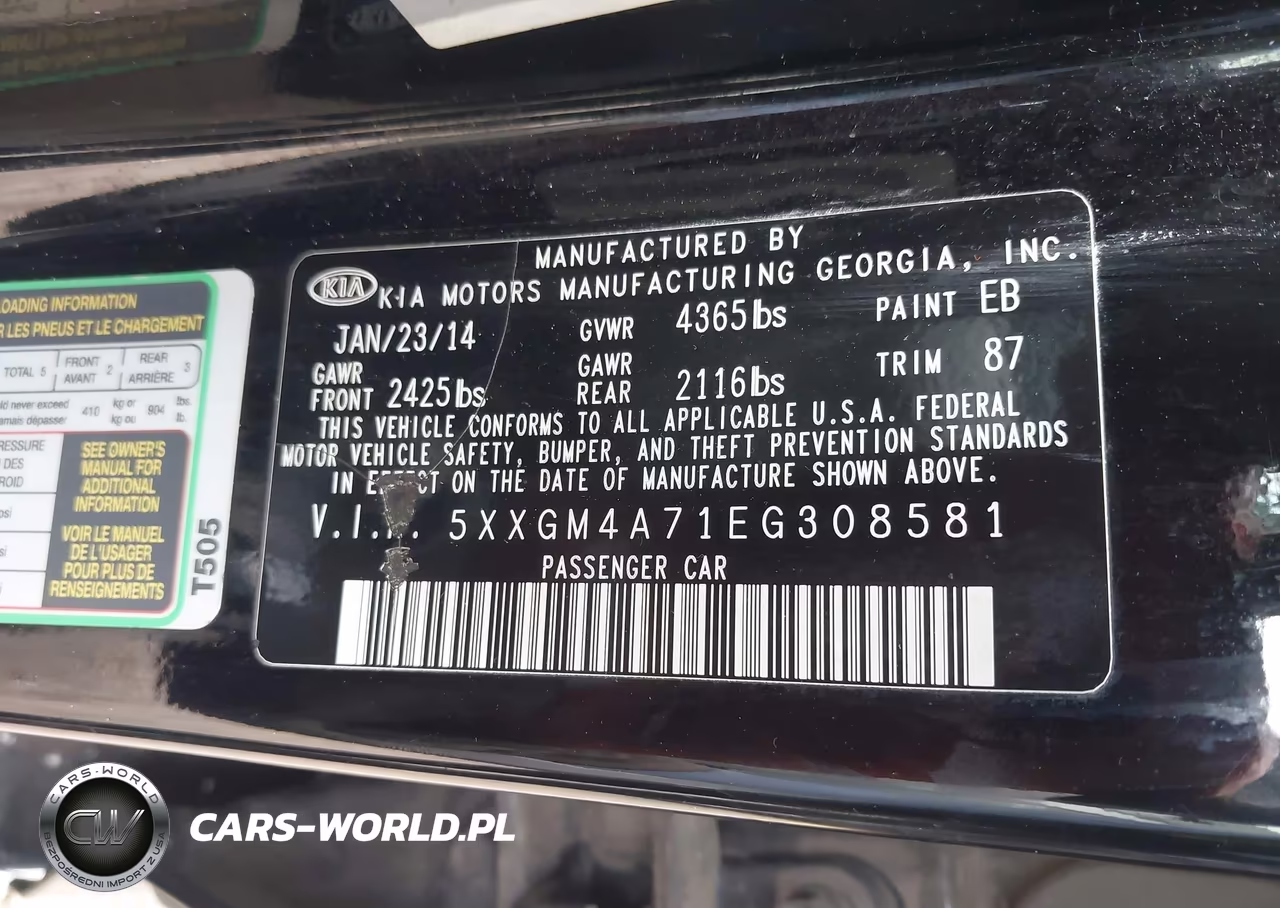 2014 Kia Optima Lx VIN:5XXGM4A71EG308581 - 9