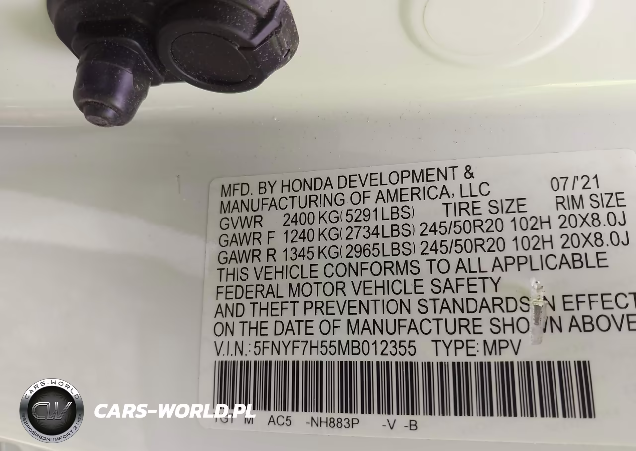 2021 Honda Passport 2Wd Ex-L VIN:5FNYF7H55MB012355 - 9