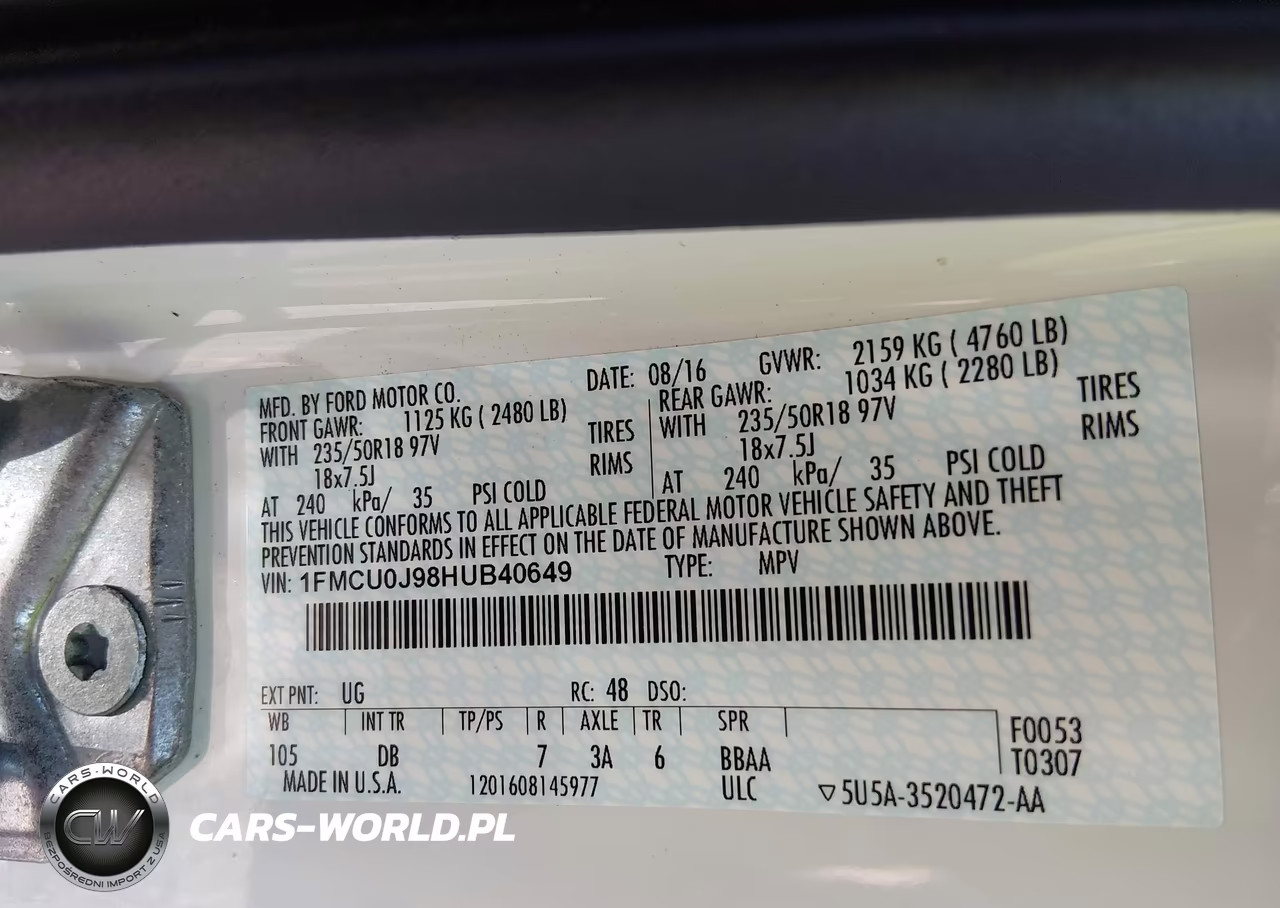 2017 Ford Escape Titanium VIN:1FMCU0J98HUB40649 - 9
