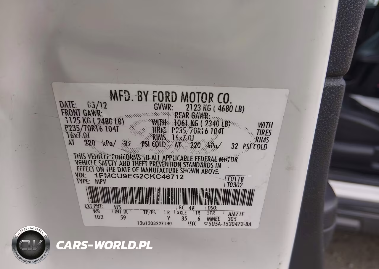 2012 Ford Escape Limited VIN:1FMCU9EG2CKC46712 - 9