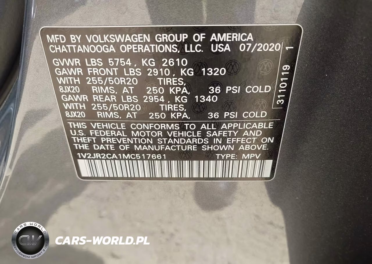 2021 Volkswagen Atlas 3.6L V6 Se W-Technology VIN:1V2JR2CA1MC517661 - 9