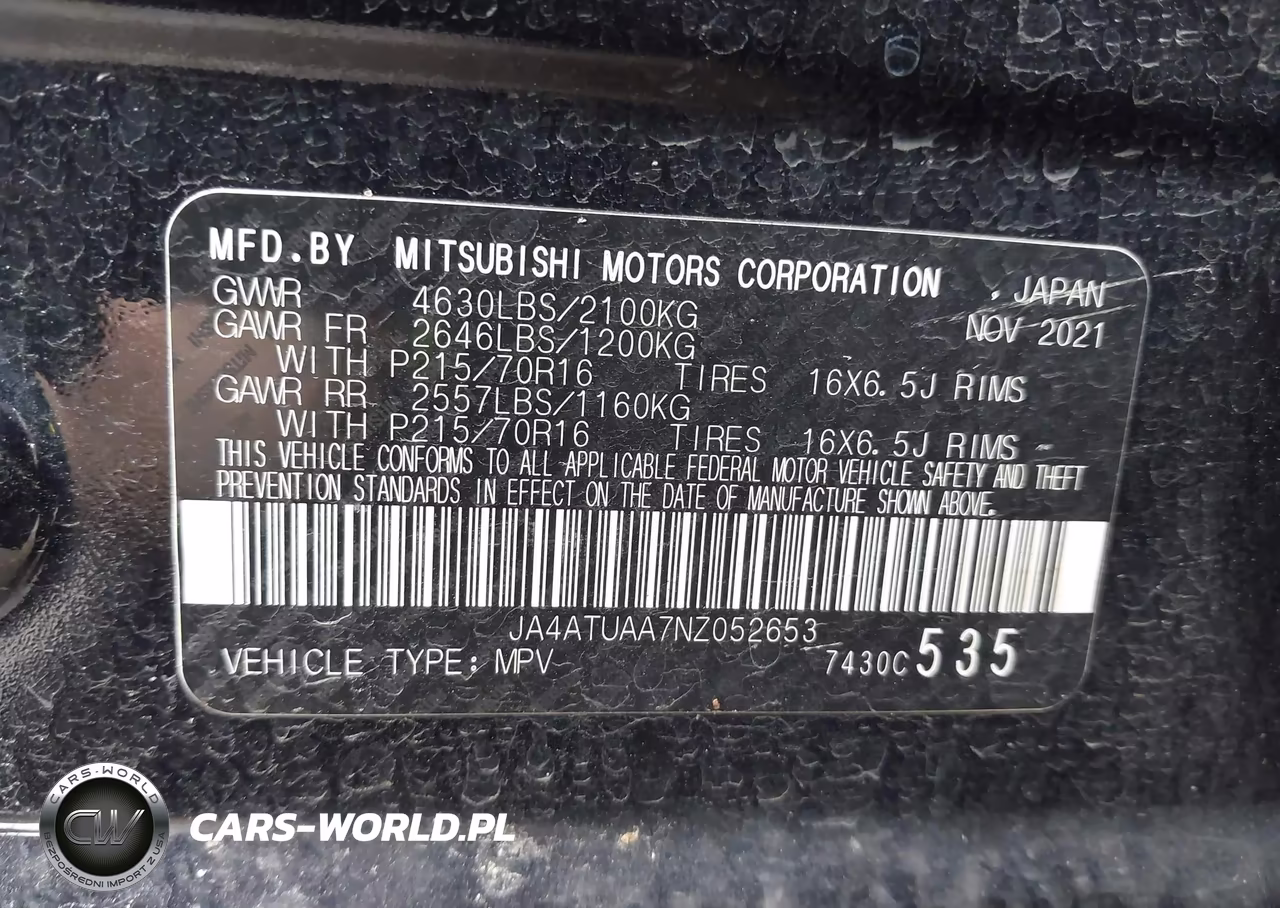 2022 Mitsubishi Eclipse Cross Es S-Awc VIN:JA4ATUAA7NZ052653 - 9