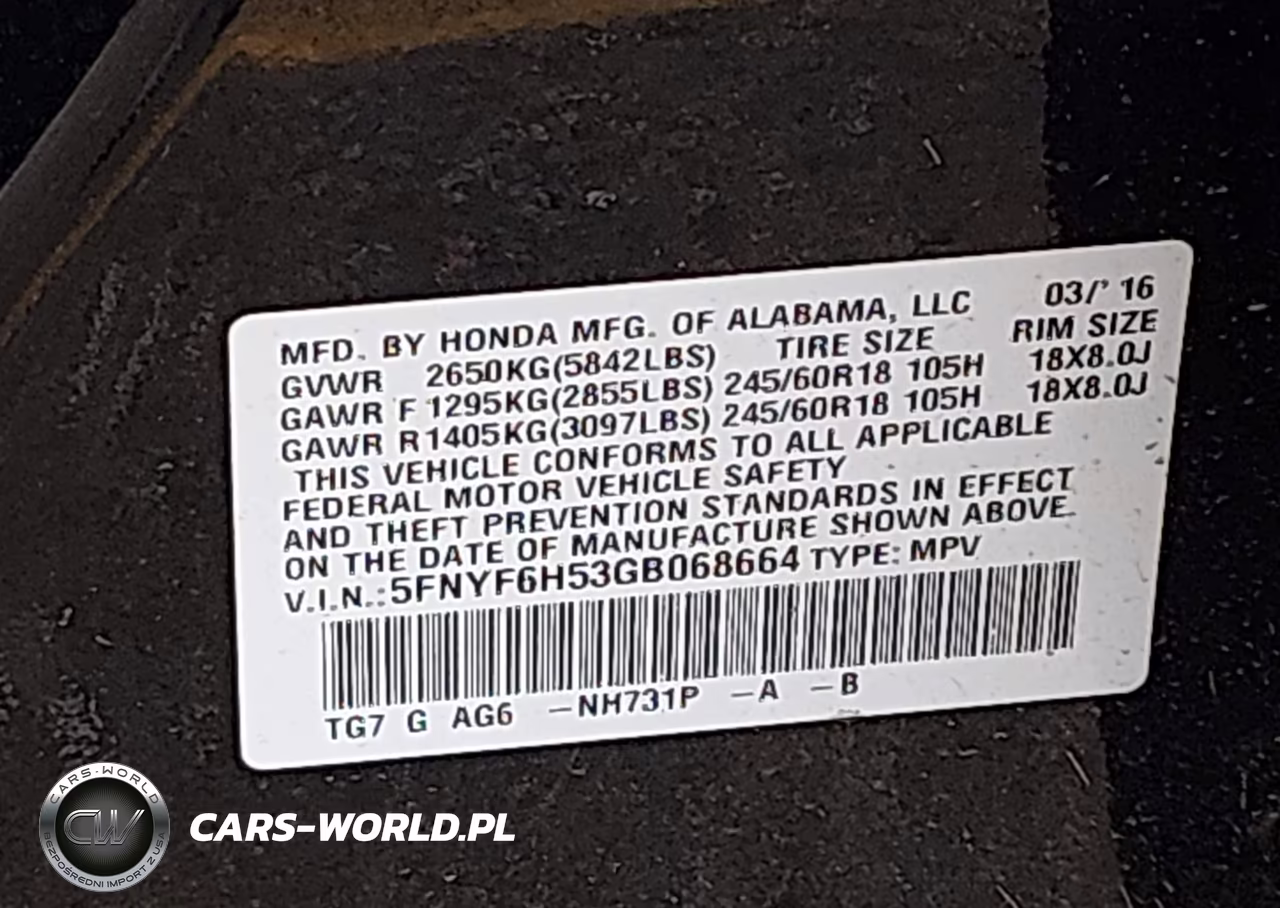 2016 Honda Pilot Ex-L VIN:5FNYF6H53GB068664 - 9