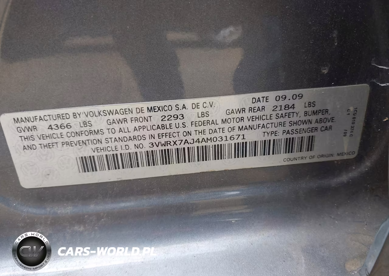 2010 Volkswagen Jetta Se VIN:3VWRX7AJ4AM031671 - 9
