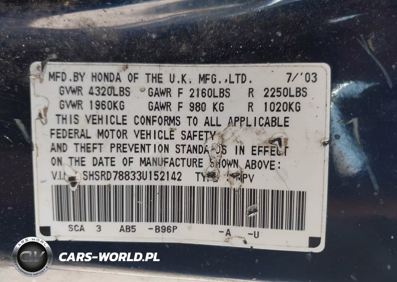 2003 Honda Cr-V Ex VIN:SHSRD78833U152142 - 9