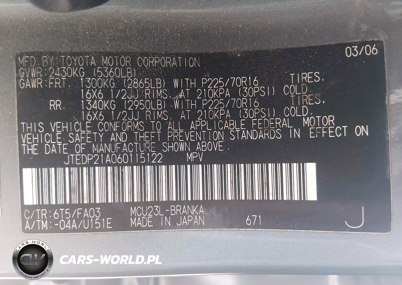 2006 Toyota Highlander V6 VIN:JTEDP21A060115122 - 9