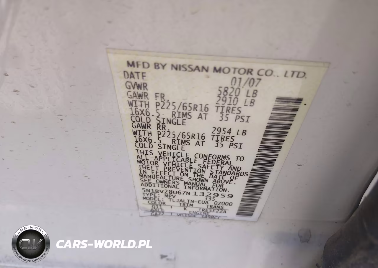 2007 Nissan Quest 3.5 Sl VIN:5N1BV28U67N132959 - 9