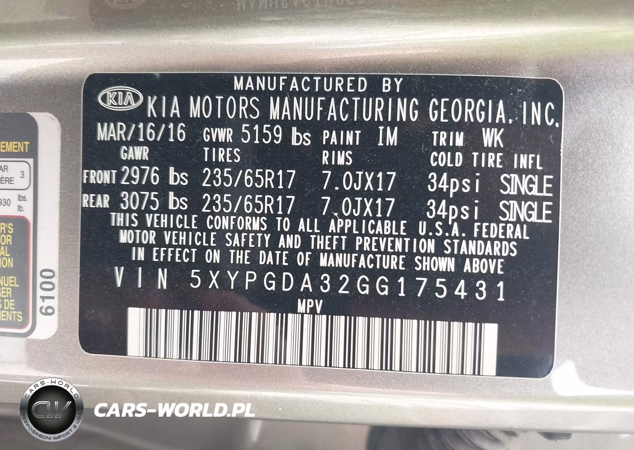 2016 Kia Sorento 2.4L Lx VIN:5XYPGDA32GG175431 - 9