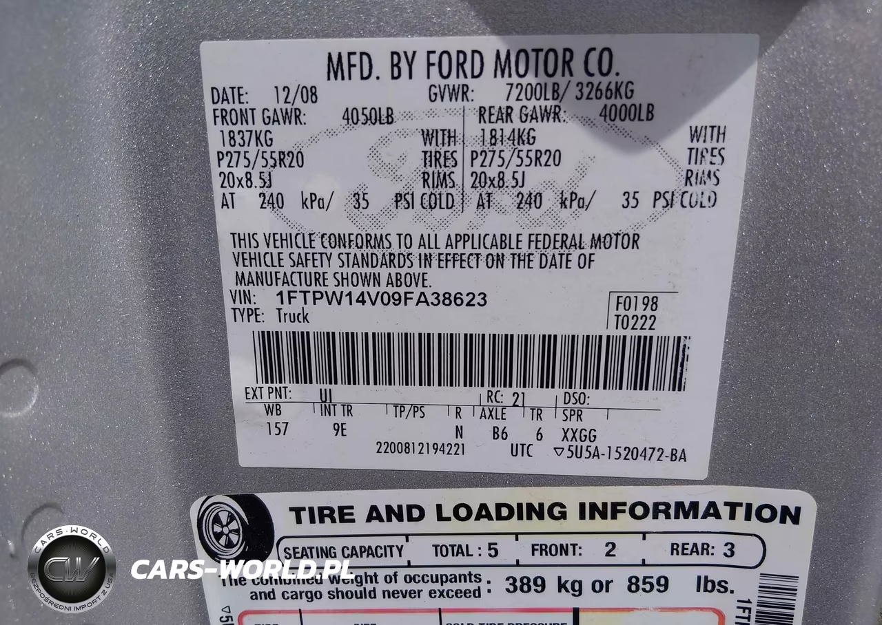 2009 Ford F-150 Fx4-King Ranch-Lariat-Platinum-Xl-Xlt VIN:1FTPW14V09FA38623 - 9