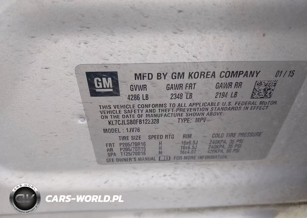 2015 Chevrolet Trax Lt VIN:KL7CJLSB0FB122328 - 9
