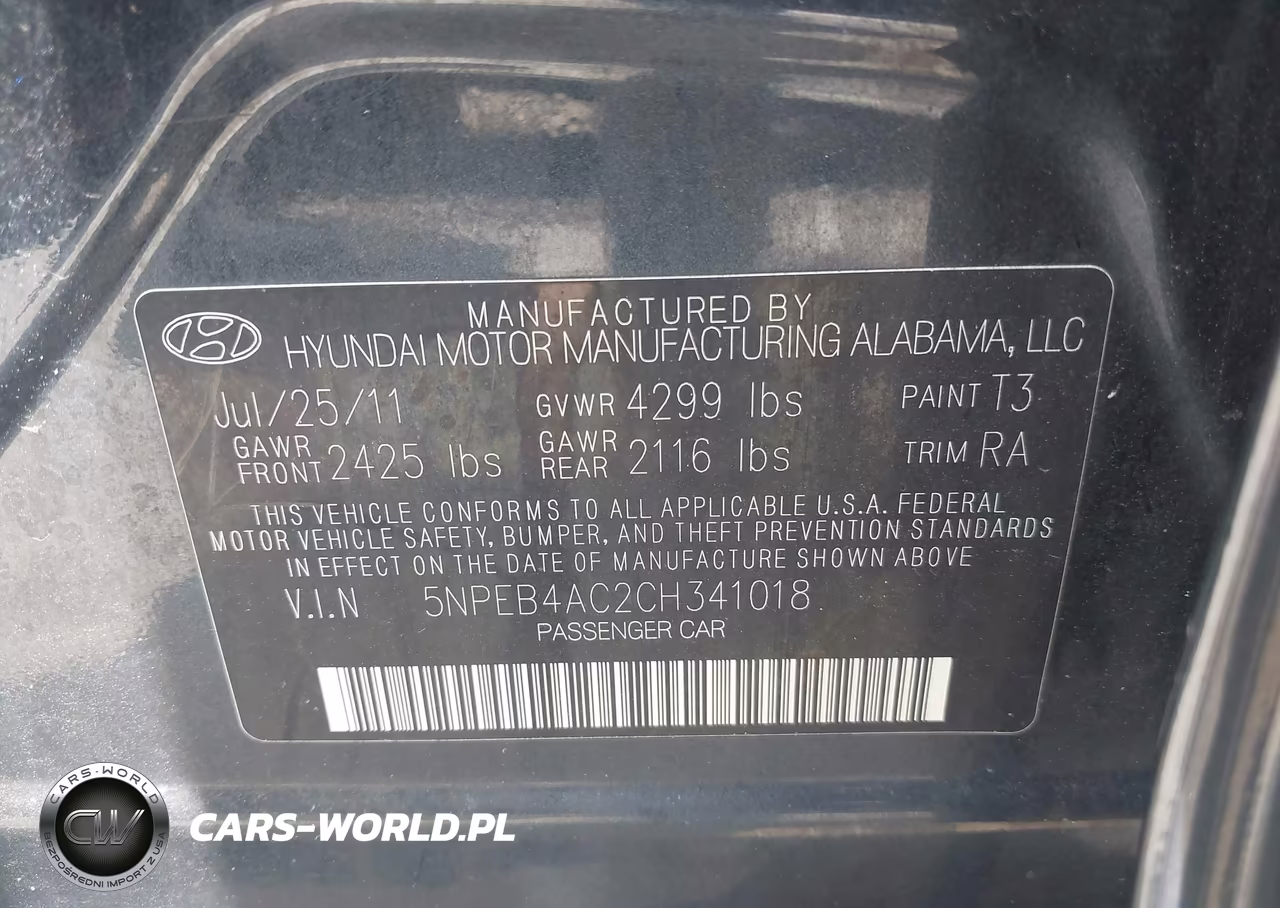 2012 Hyundai Sonata Gls VIN:5NPEB4AC2CH341018 - 9