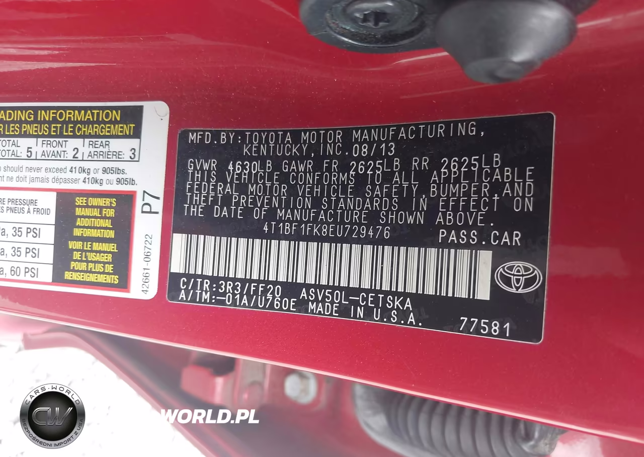 2014 Toyota Camry Se VIN:4T1BF1FK8EU729476 - 9