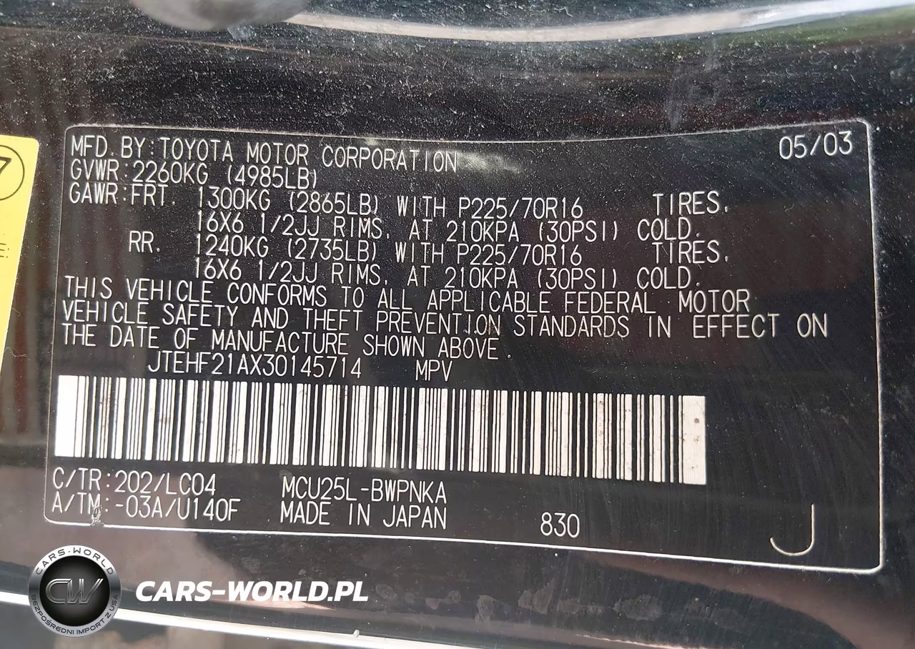 2003 Toyota Highlander Limited V6 VIN:JTEHF21AX30145714 - 9