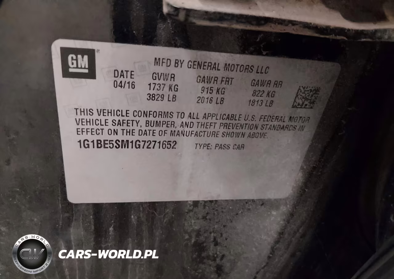 2016 Chevrolet Cruze Lt Auto VIN:1G1BE5SM1G7271652 - 9