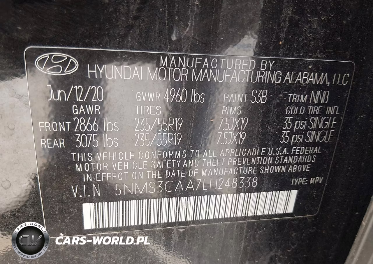 2020 Hyundai Santa Fe Sel 2.0T VIN:5NMS3CAA7LH248338 - 9