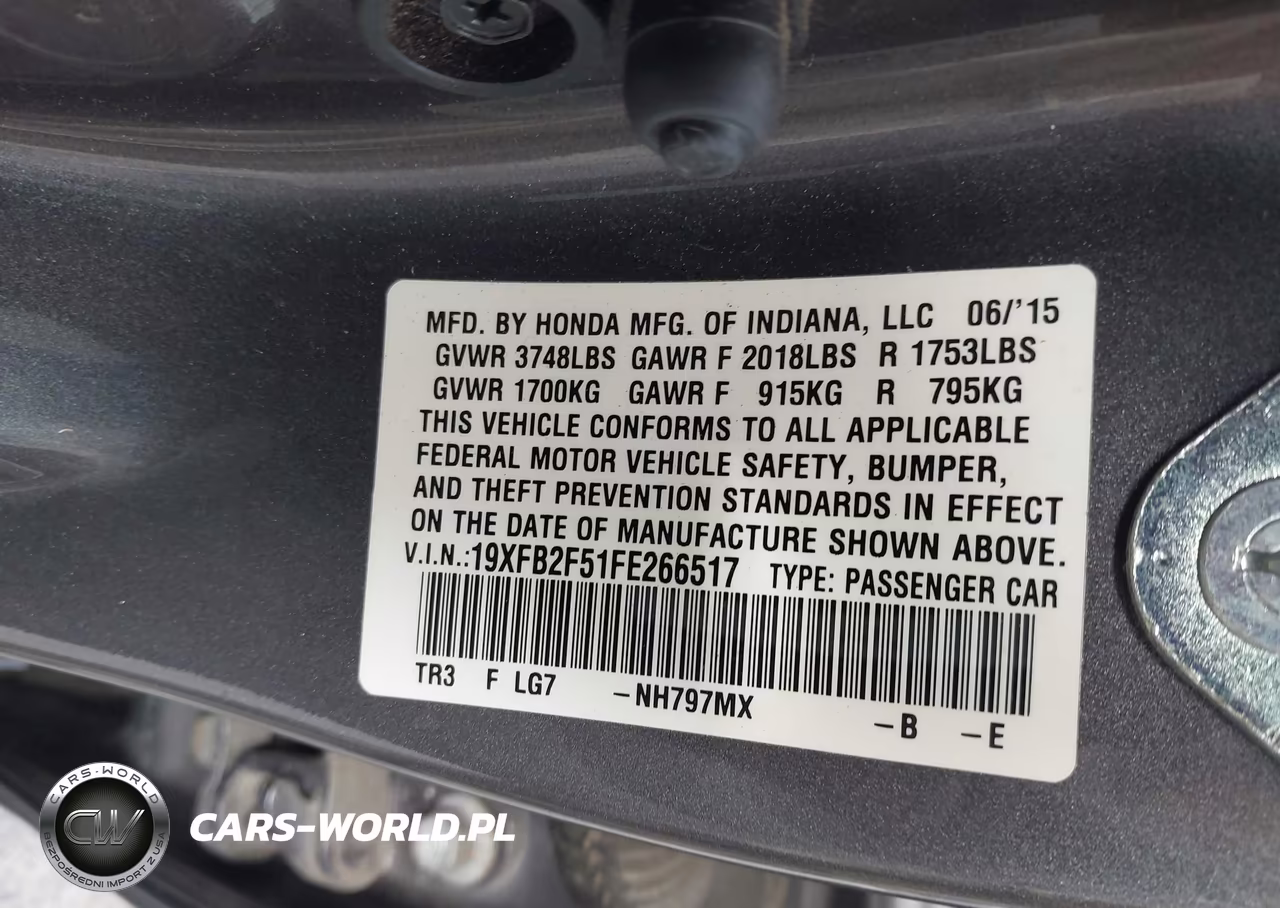 2015 Honda Civic Lx VIN:19XFB2F51FE266517 - 9