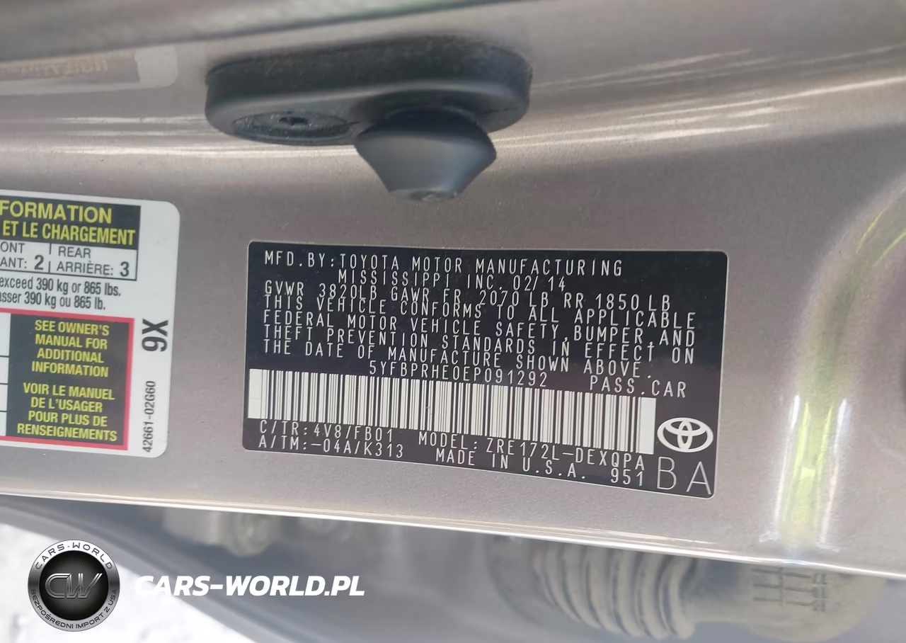 2014 Toyota Corolla Le Eco VIN:5YFBPRHE0EP091292 - 9
