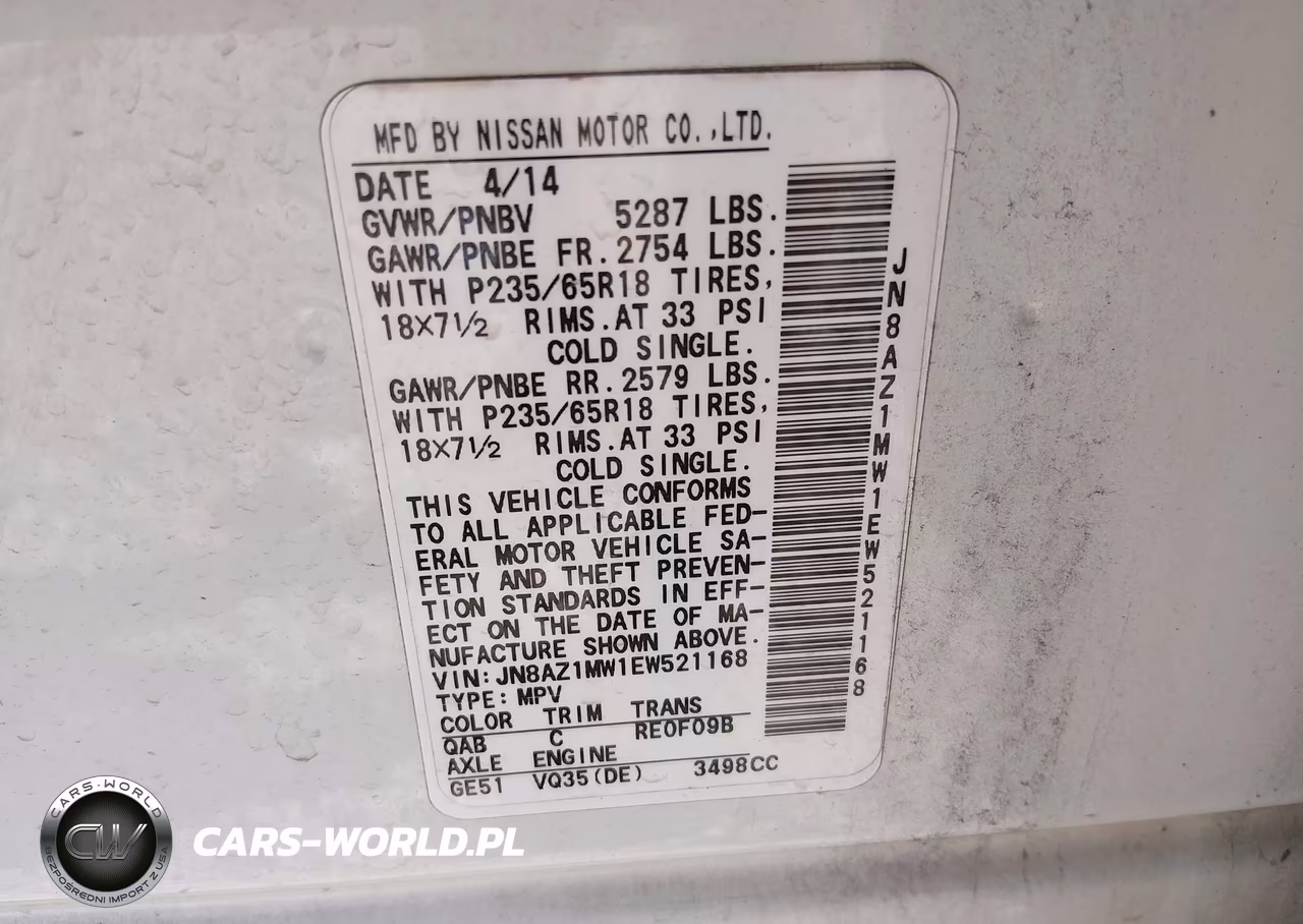 2014 Nissan Murano Sv VIN:JN8AZ1MW1EW521168 - 9