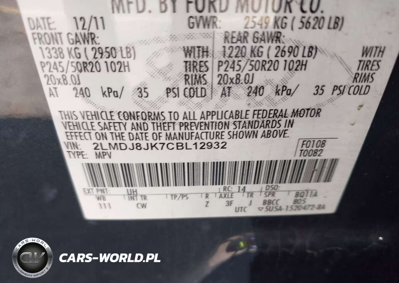 2012 Lincoln Mkx VIN:2LMDJ8JK7CBL12932 - 9