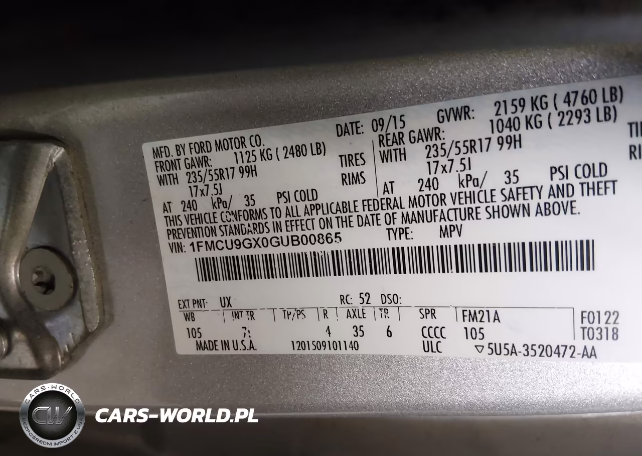 2016 Ford Escape Se VIN:1FMCU9GX0GUB00865 - 9
