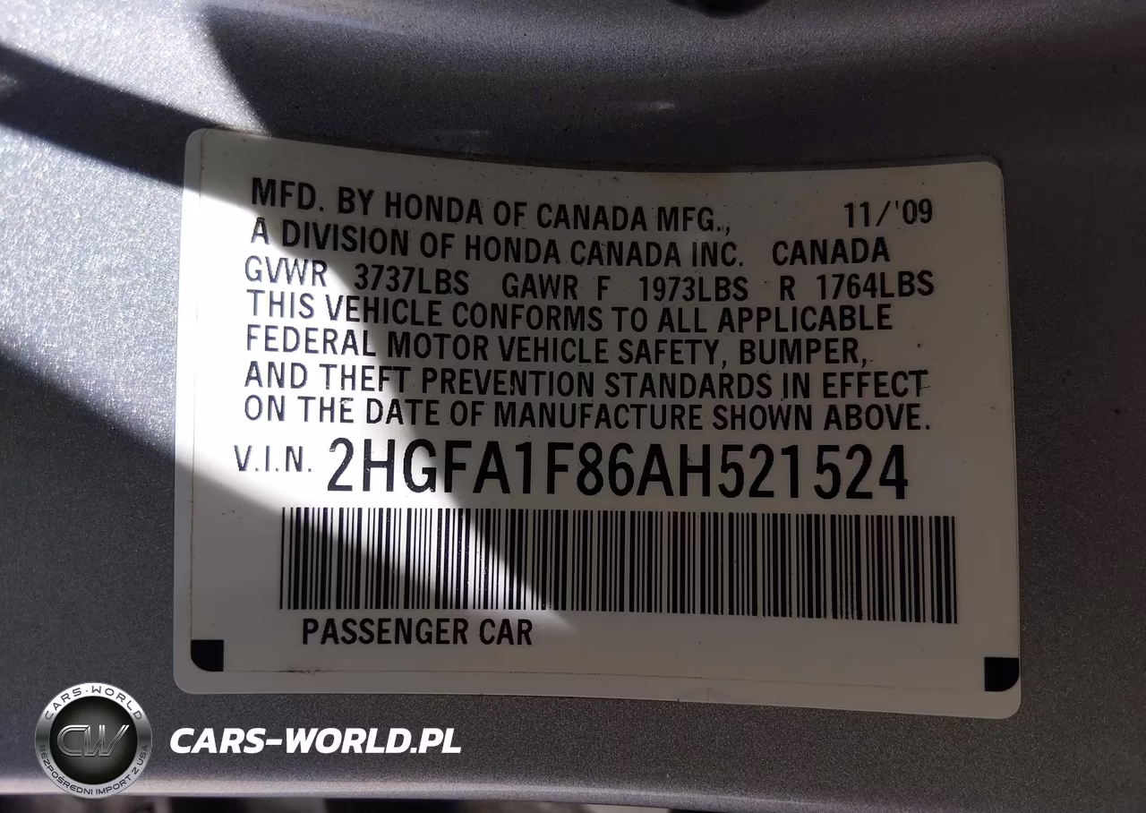 2010 Honda Civic Ex VIN:2HGFA1F86AH521524 - 9