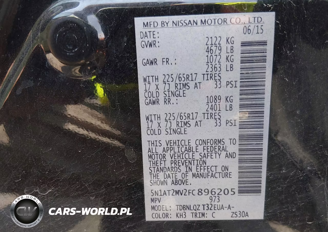 NISSAN ROGUE S VIN:5N1AT2MV2FC896205 - 9