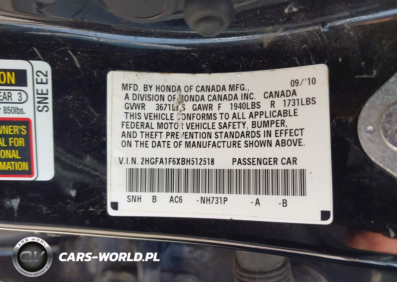 2011 Honda Civic Lx-S VIN:2HGFA1F6XBH512518 - 9