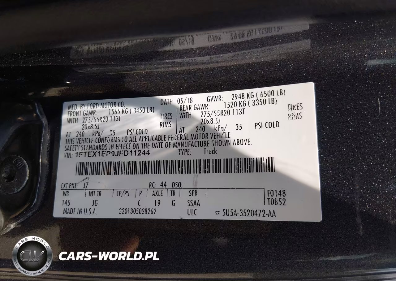 2018 FORD F-150 XL VIN:1FTEX1EP9JFD11244 - 9
