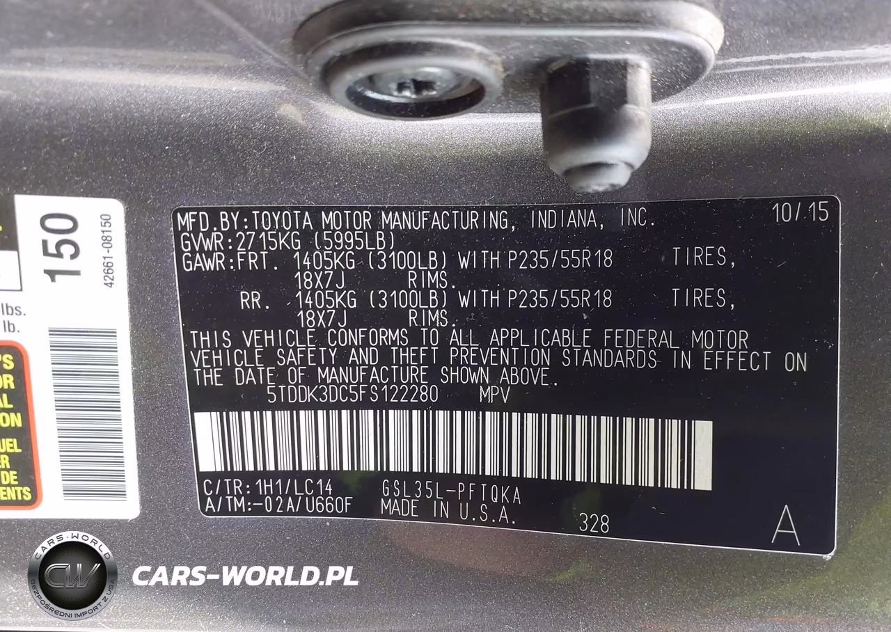 2015 Toyota Sienna Xle Premium 7 Passenger VIN:5TDDK3DC5FS122280 - 9